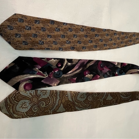 Oscar de la Renta, Croft & Barrow & J.T Beckett 3 Silk Ties Black Brown Blue - Picture 3 of 12